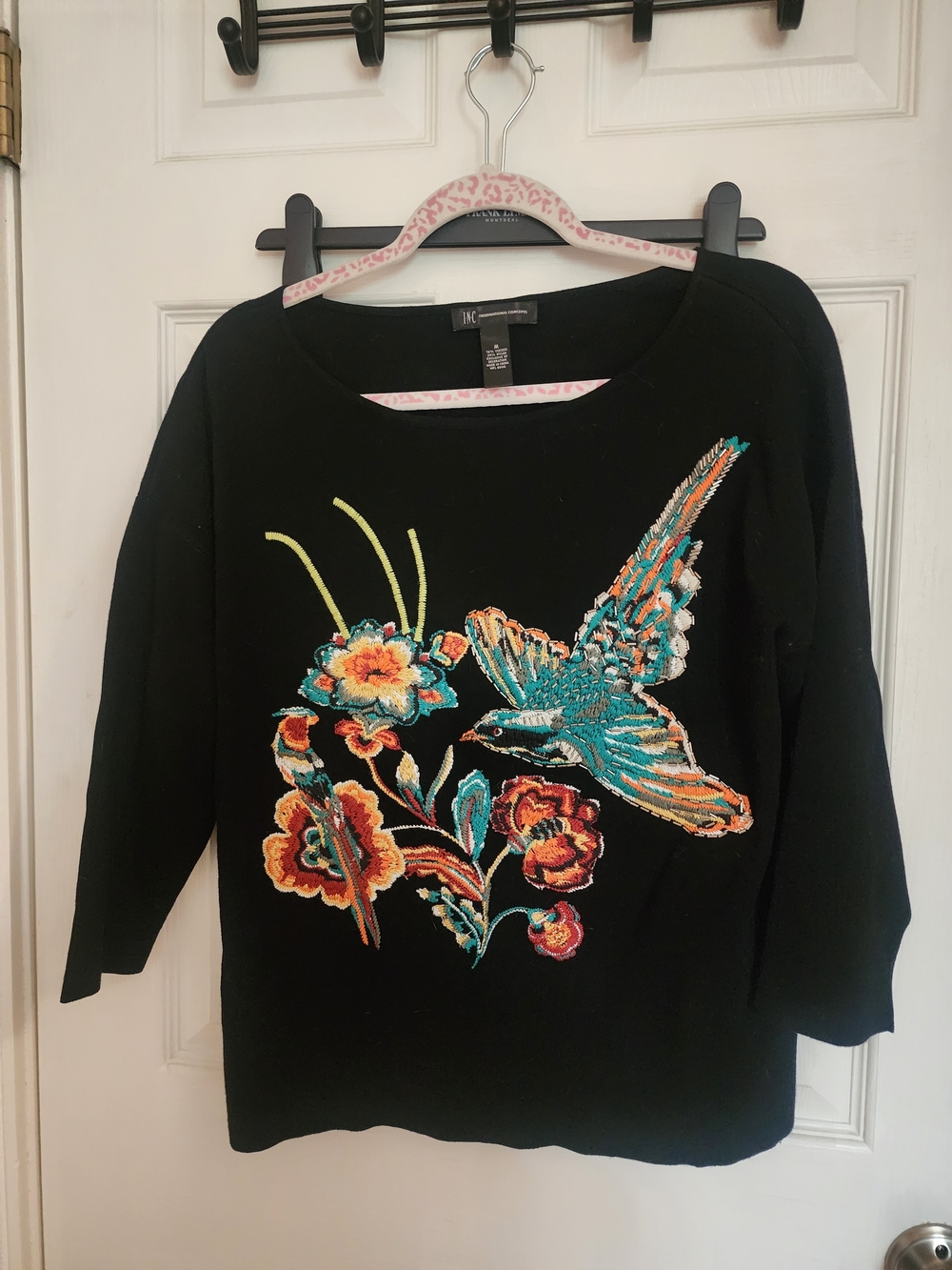 INC International Concepts Black Top with Pink Trim